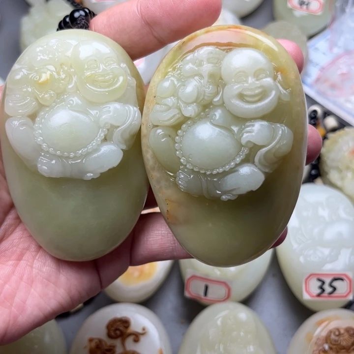 E****i石材方解石手把件