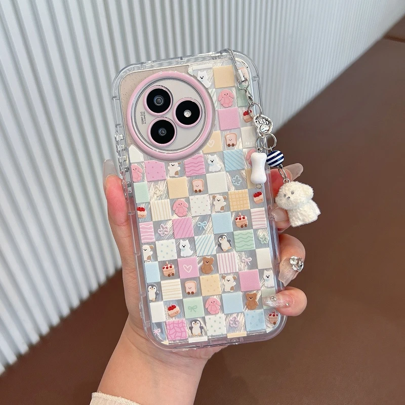 适用于红米k80至尊版手机壳新款羽纱方块可爱卡通全包防摔女款