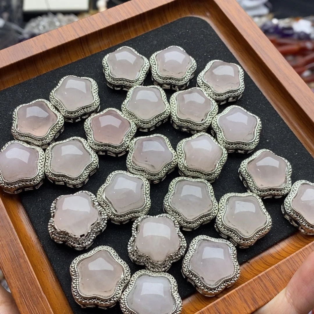 未镶嵌玛瑙/玉髓珠宝半成品一个纯天然粉水晶墨盒