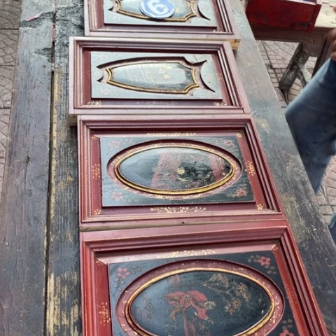 小***君木木雕描金花板四片