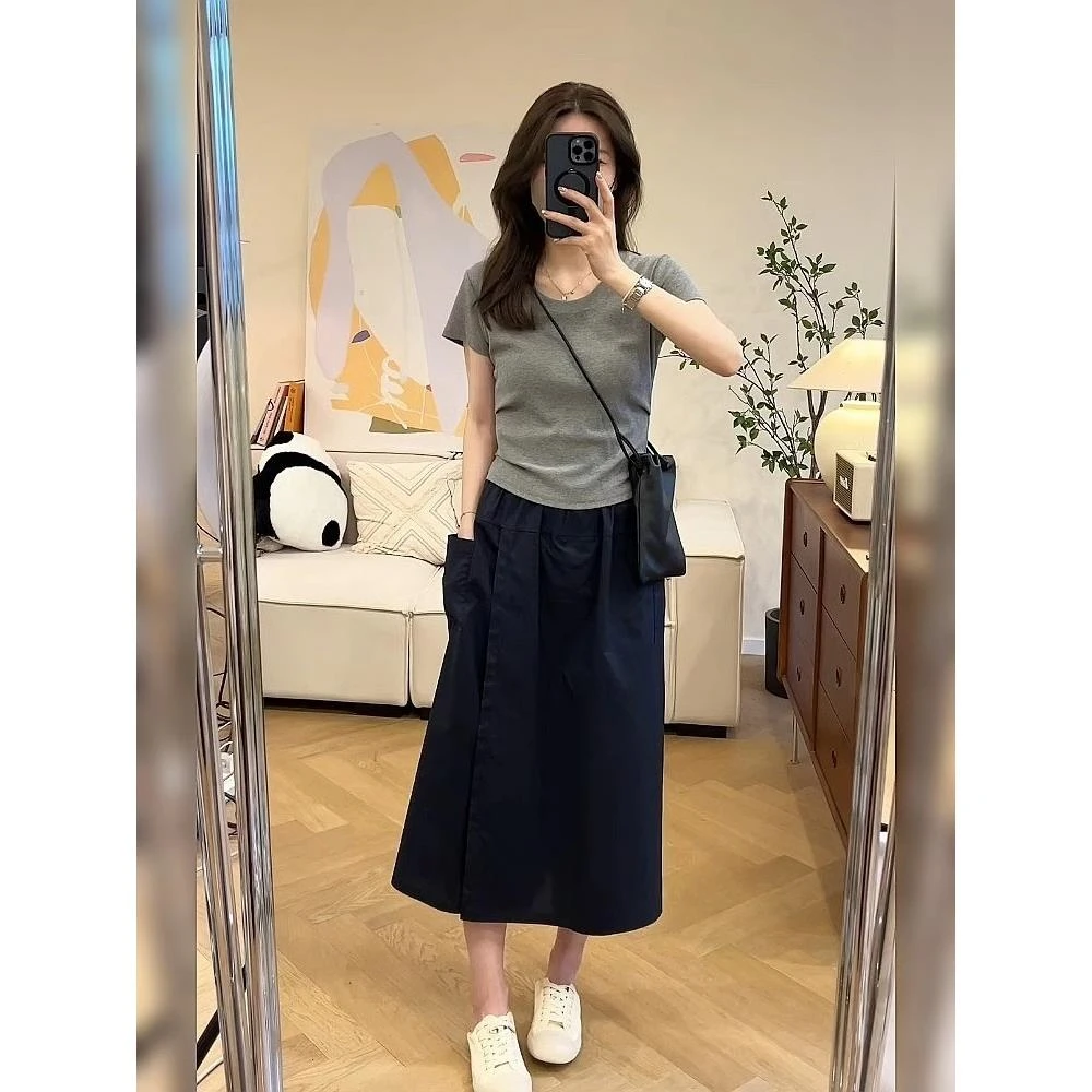 套装女2025夏季新款小个子简约风今年流行爆款工装半身裙两件套装