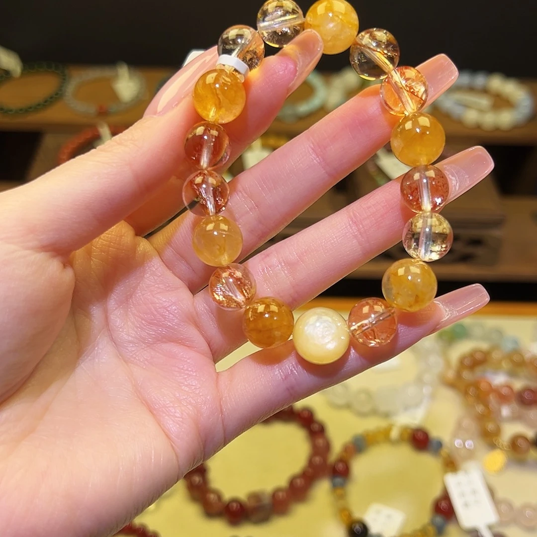 银S925镀金镶嵌水晶手串金2032