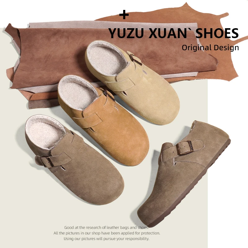 【假一罚三】真皮牛皮牛皮全包勃肯鞋内增高真皮加绒毛毛保暖博肯鞋