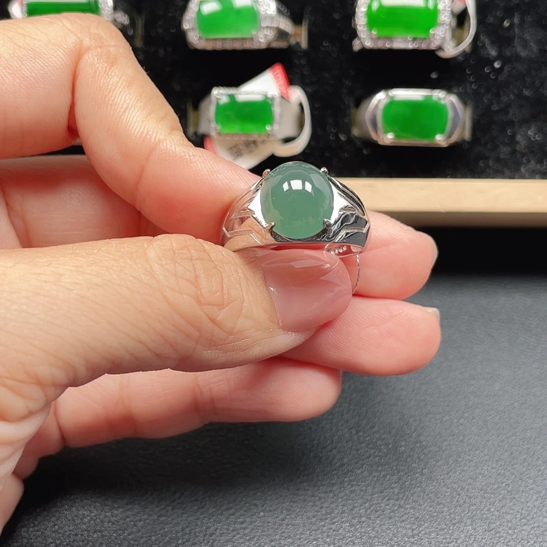 翡翠银S925镶嵌戒指编号0001没运费险