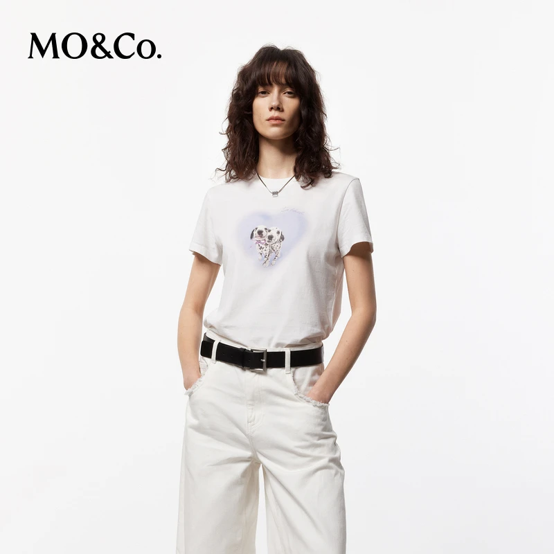 【千颂妮专享】MOCO夏图案棉质圆领短袖正肩T恤MBD2TEE044