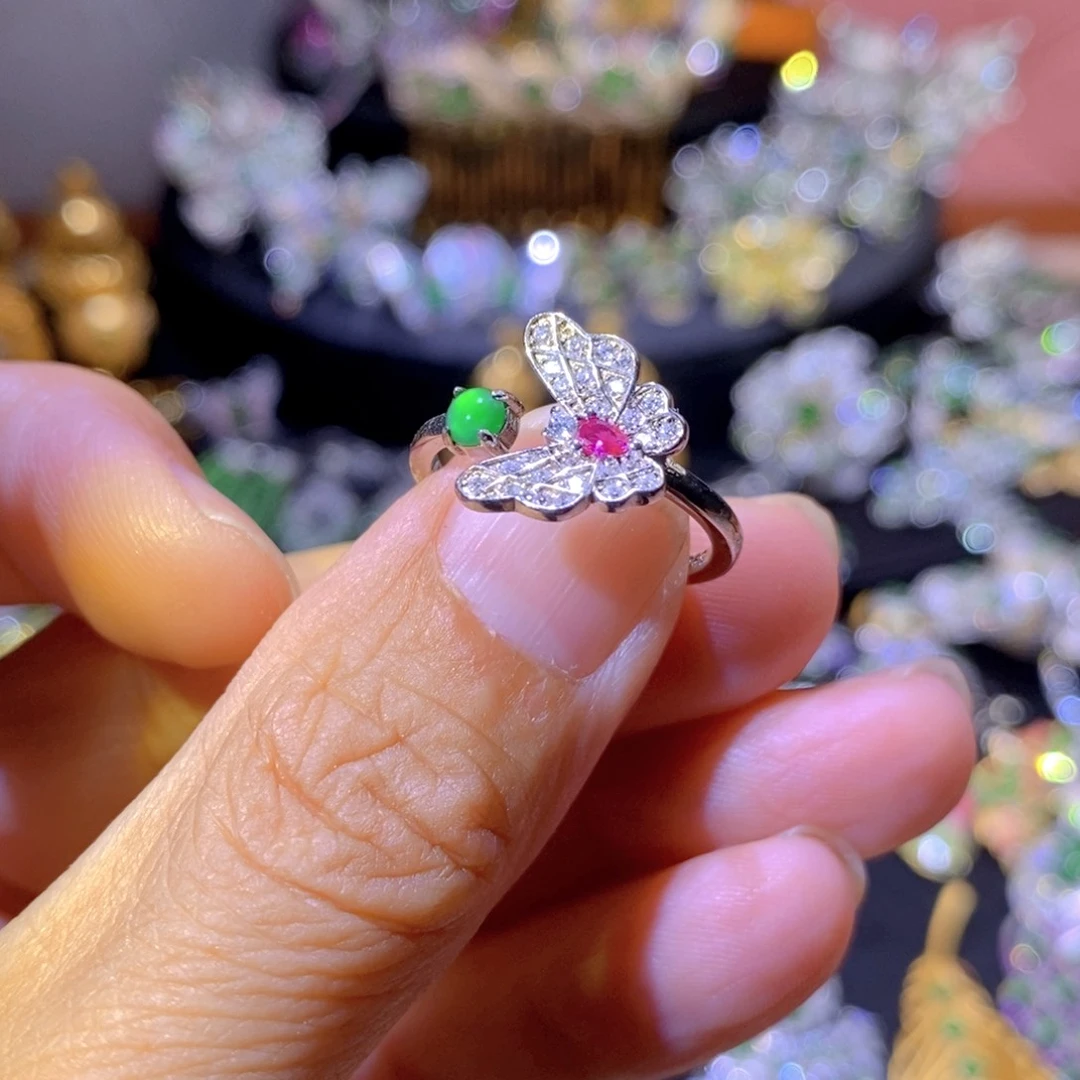 翡翠银S925镶嵌项圈天然翡翠