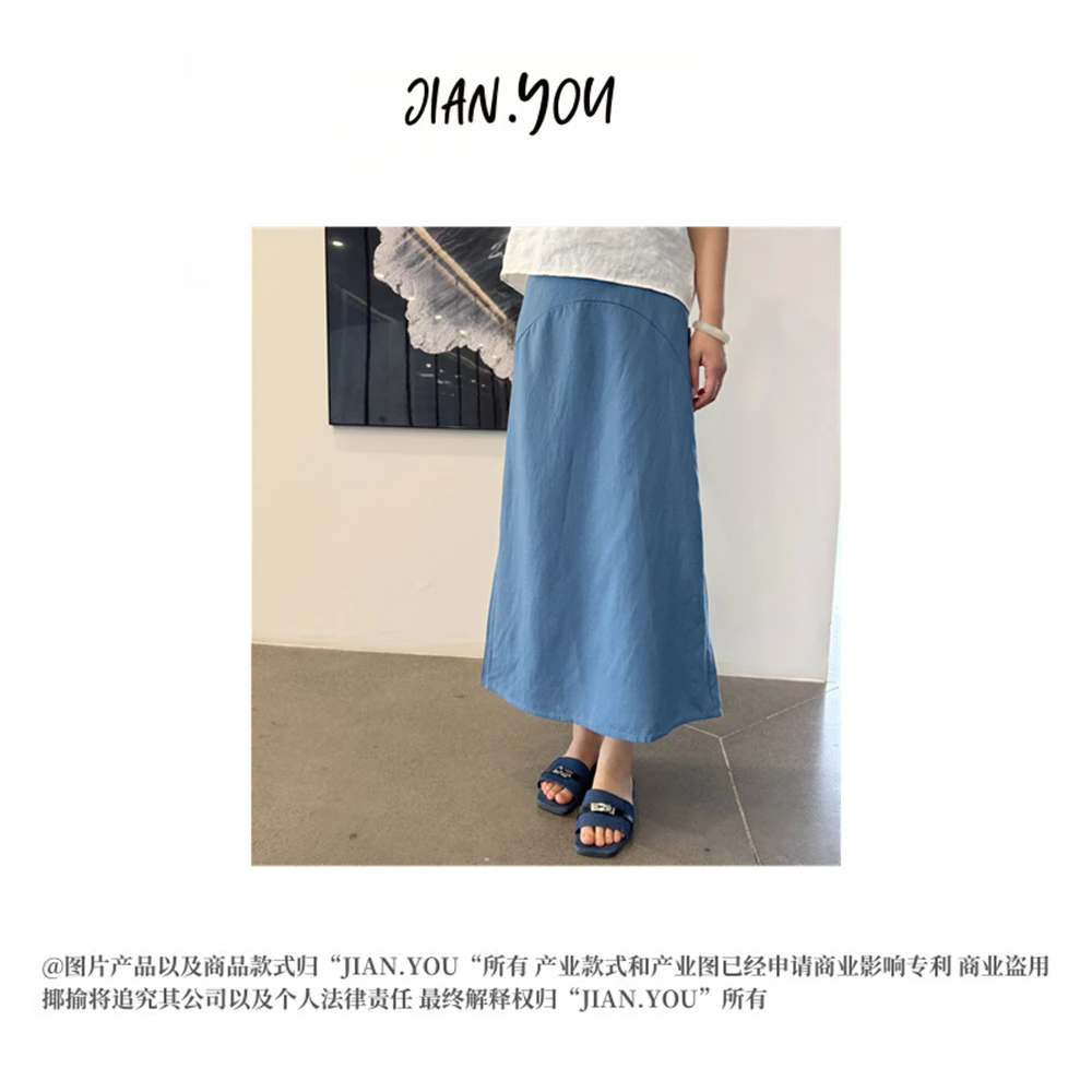 JIANYOU-[优雅淑女风]2025夏季新款立体天丝亚麻半身裙HT-3089