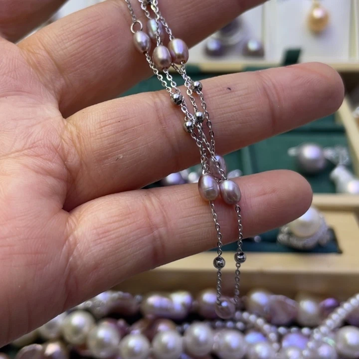 淡水珍珠项链银S925镶嵌