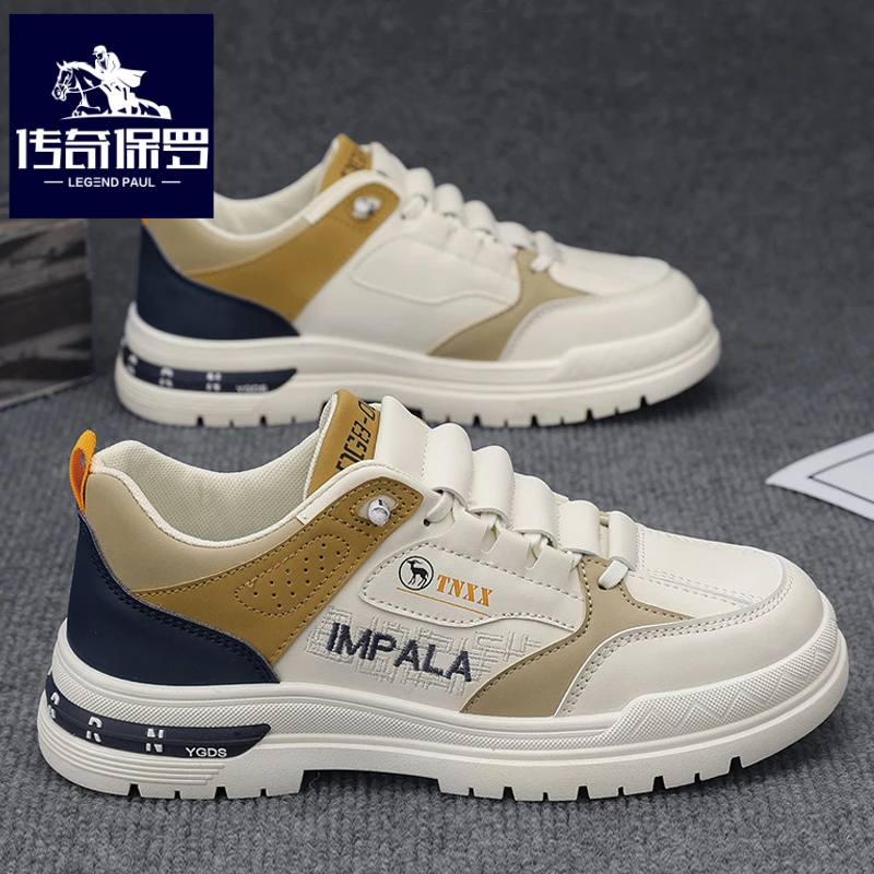 传奇保罗正版一脚蹬男鞋冬季防水上班工作马丁鞋男士低帮工装板鞋