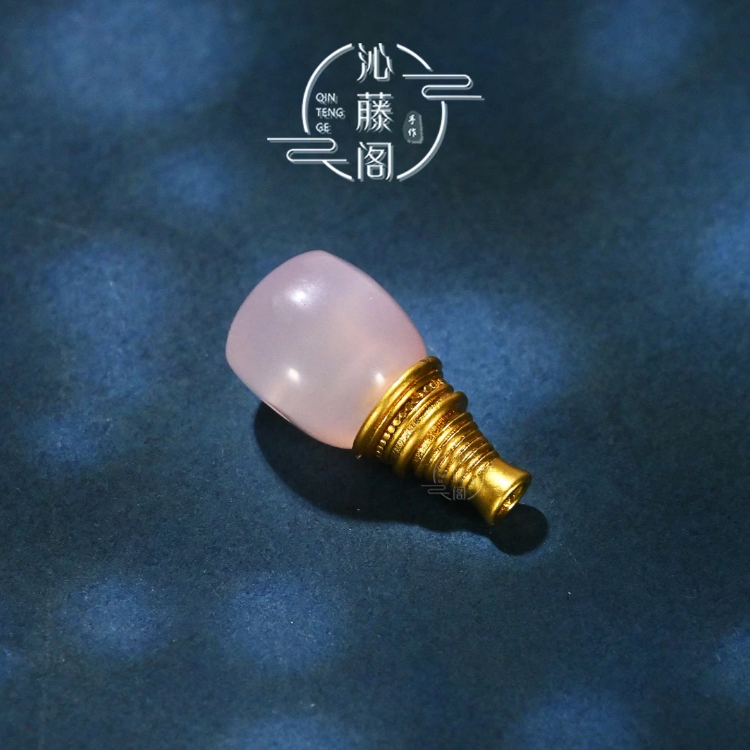 9MM天然粉糯玛瑙分体式三通文玩椰蒂菩提108手串手持配饰配珠配件