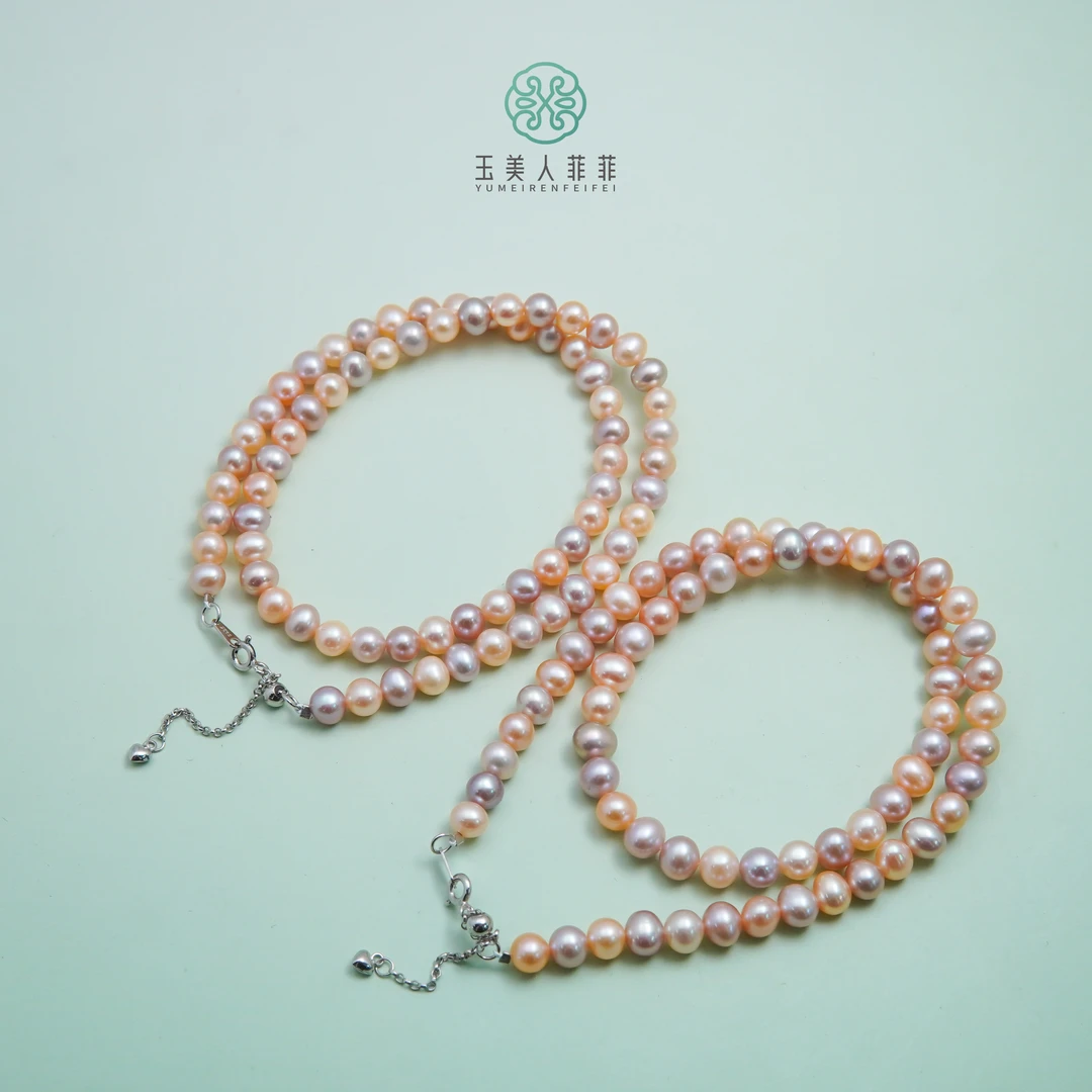 石惑珠宝~珍珠糖果色约6-7mm项链~多样性发一