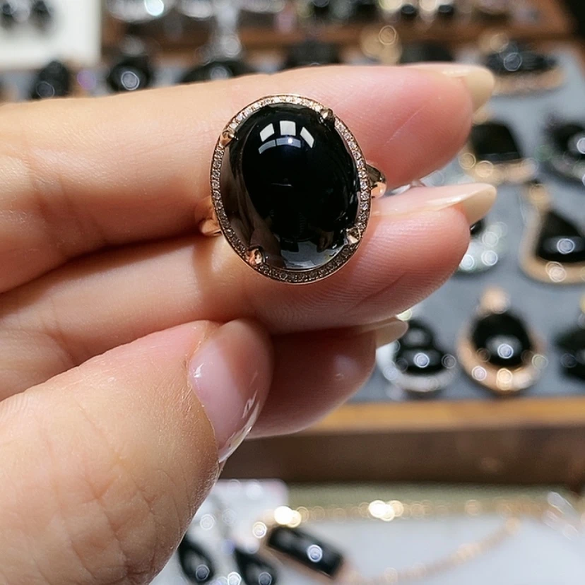 【闪购商品】翡翠戒指18K金镶嵌暖**阳缅甸翡翠