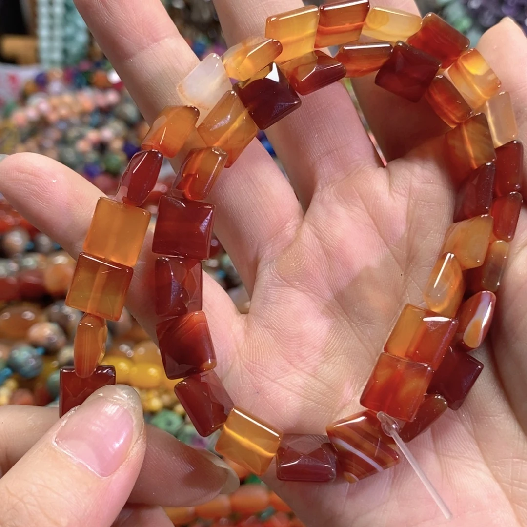 未镶嵌玛瑙/玉髓珠宝半成品玛瑙方切一条卡12mm