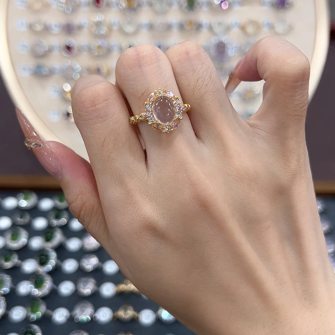 蛇纹石玉银S925镶嵌戒指