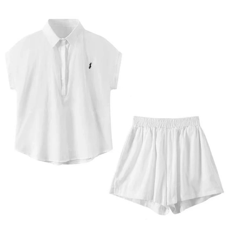 【香香严选】“老钱风”棉麻套装薄款刺绣套装宽松时尚polo领XX906