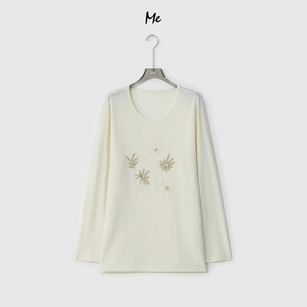 ME【冰花钉珠大版T】重工钉珠手缝亮片时尚百搭一手长上衣MESA0822