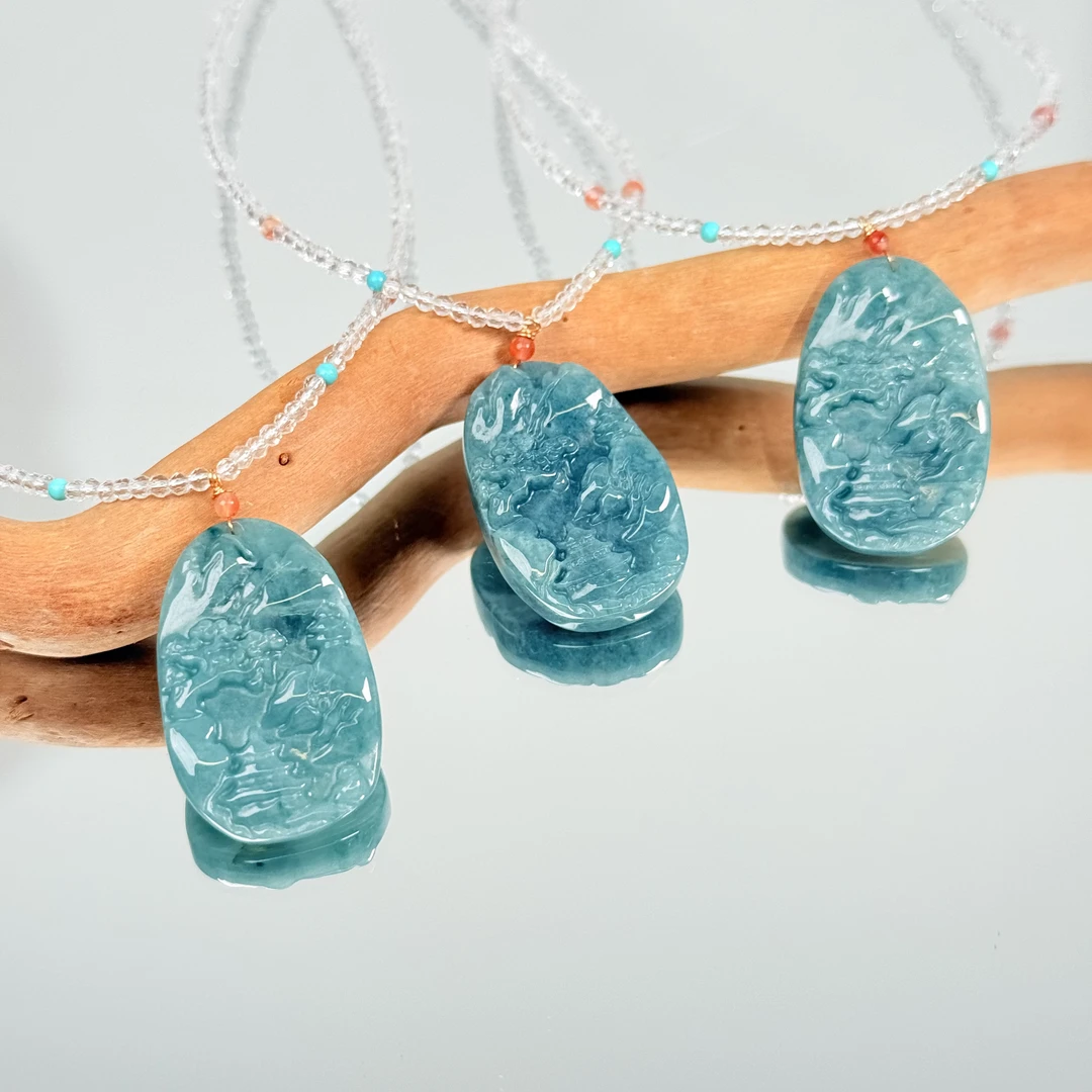 【山水之间】南水翡翠牌吊坠赠琉璃项链面小仙多样性发其一