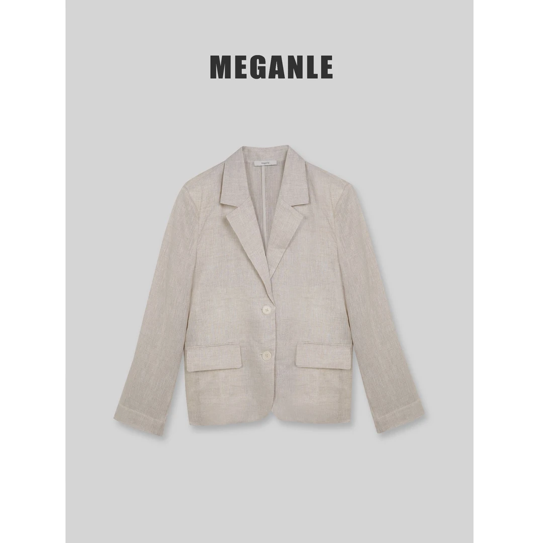 【原麻西装】MEGANLE 简约廓形平驳领休闲西装外套2024179