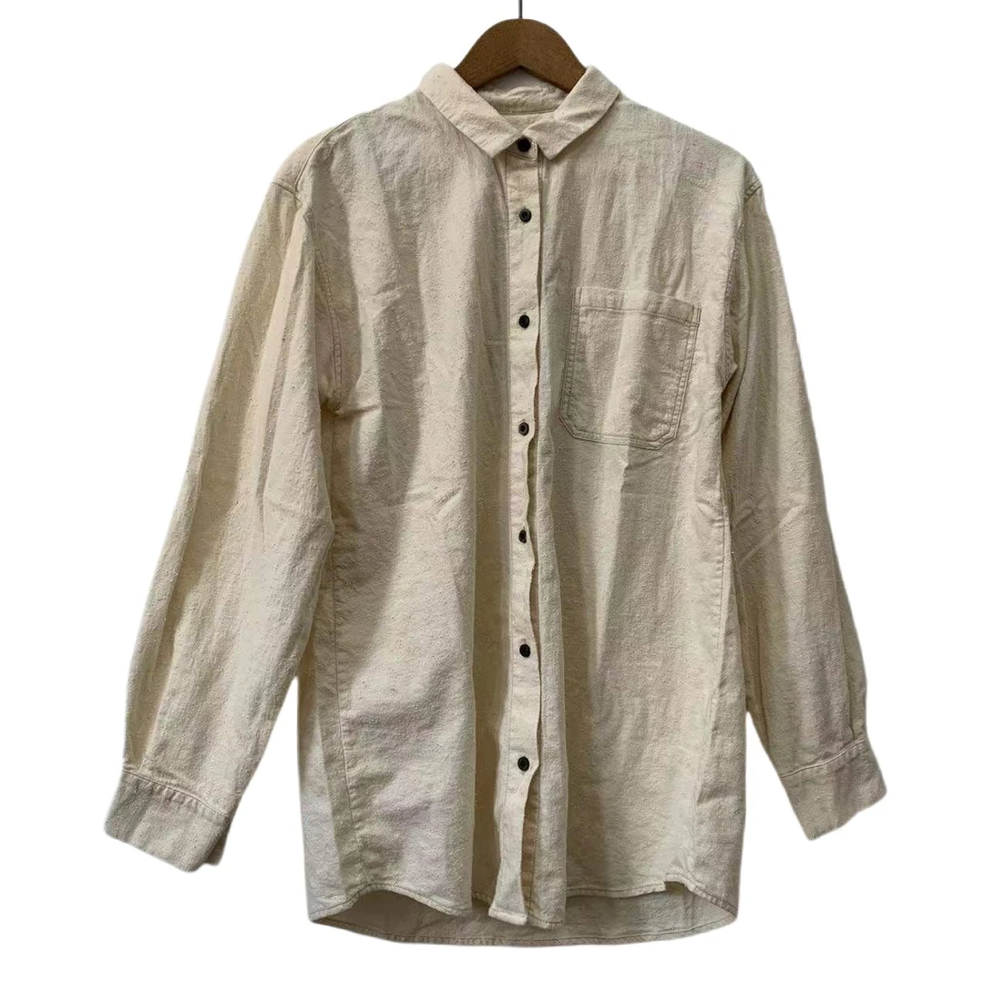 7折山山家-左岸迷香【衬衫】Z22SS1009宽松简约百搭白色长袖翻领