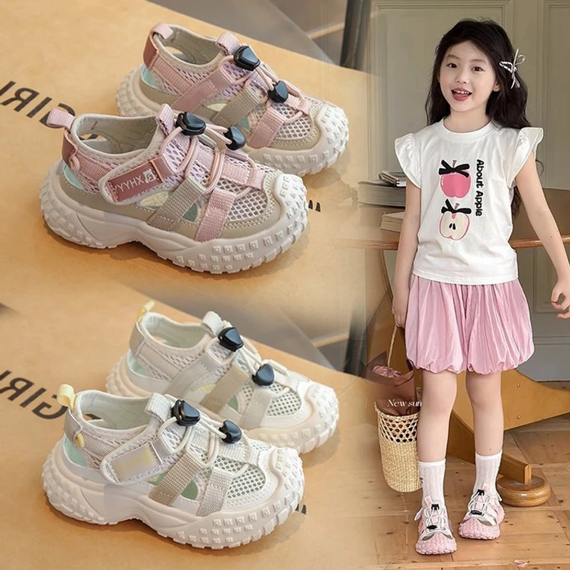 ABC 儿童运动凉鞋2025新款夏季男孩运动鞋中大童包头透气单网鞋女