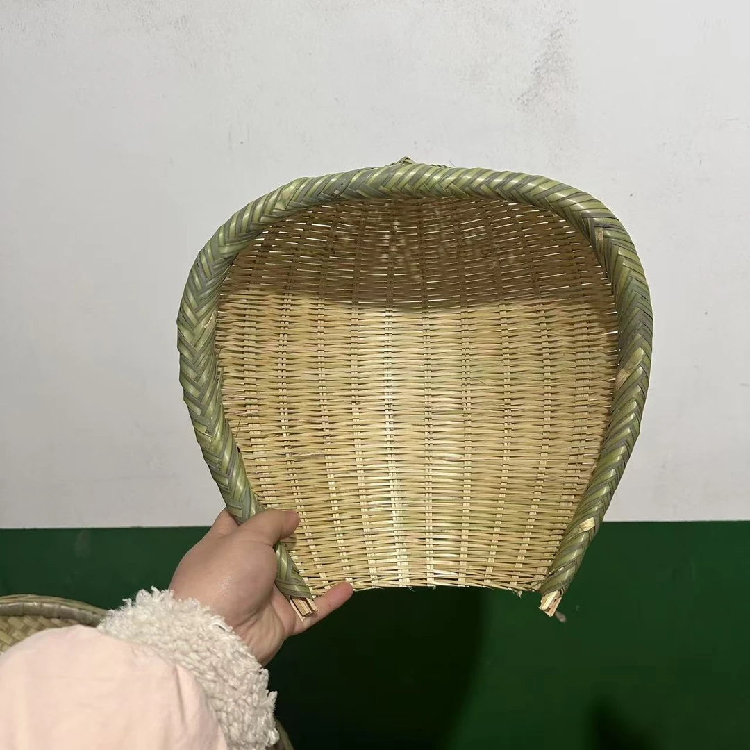 全青皮包边竹编开口簸箕小号23*23*9
