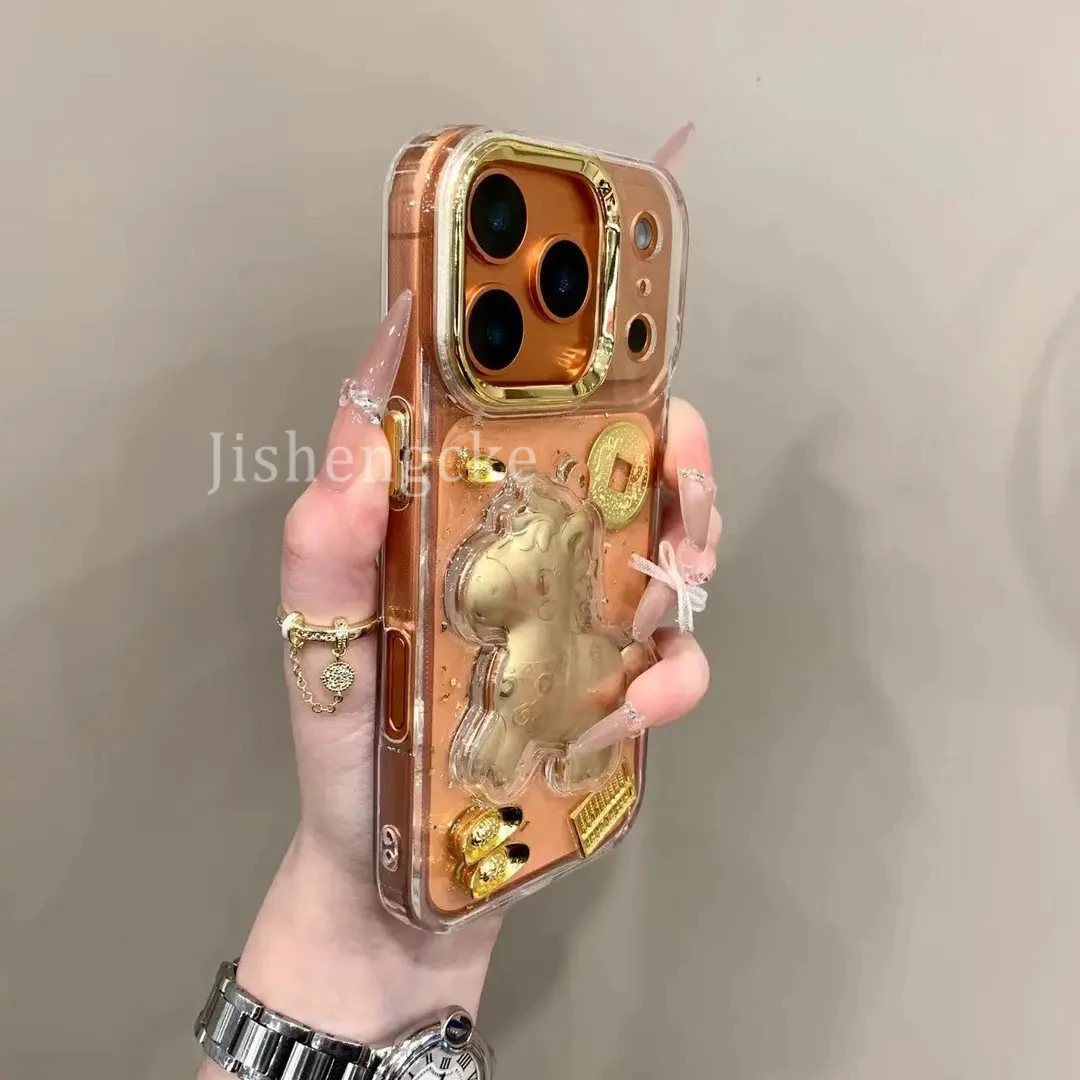 滴胶金箔马上有钱适用苹果1716promax手机壳i15新款14时尚爆款13