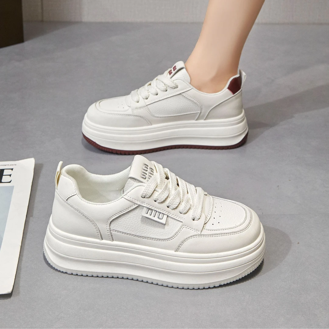-309-厚底小白鞋女2025新款爆款春秋休闲鞋百搭平底运动学生板鞋