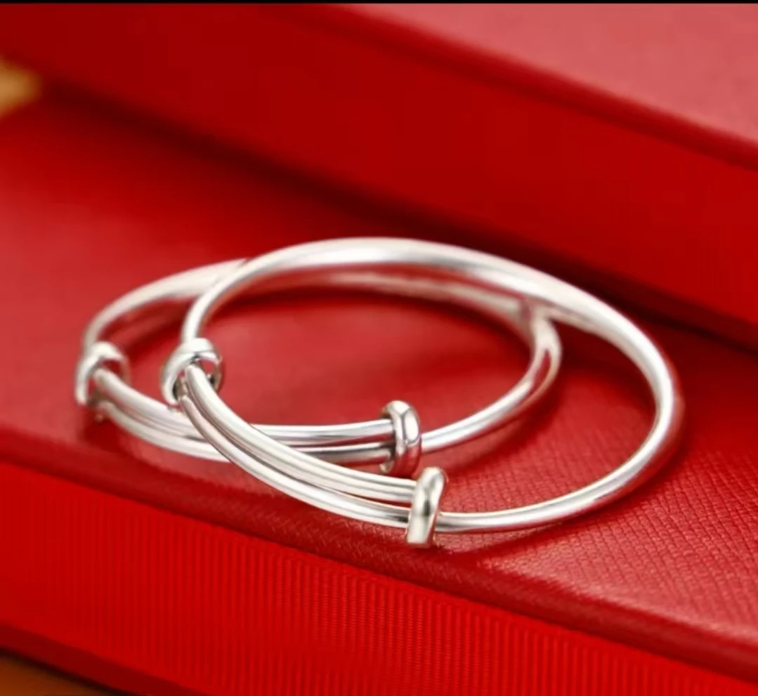 新人减100元【015-042点这拍】福寿安康宝宝简约百塔实心手镯