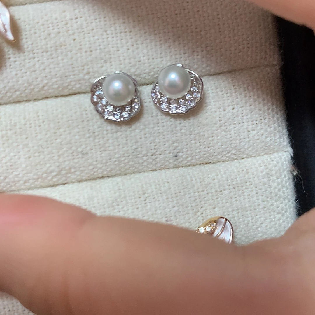 淡水珍珠耳饰合金