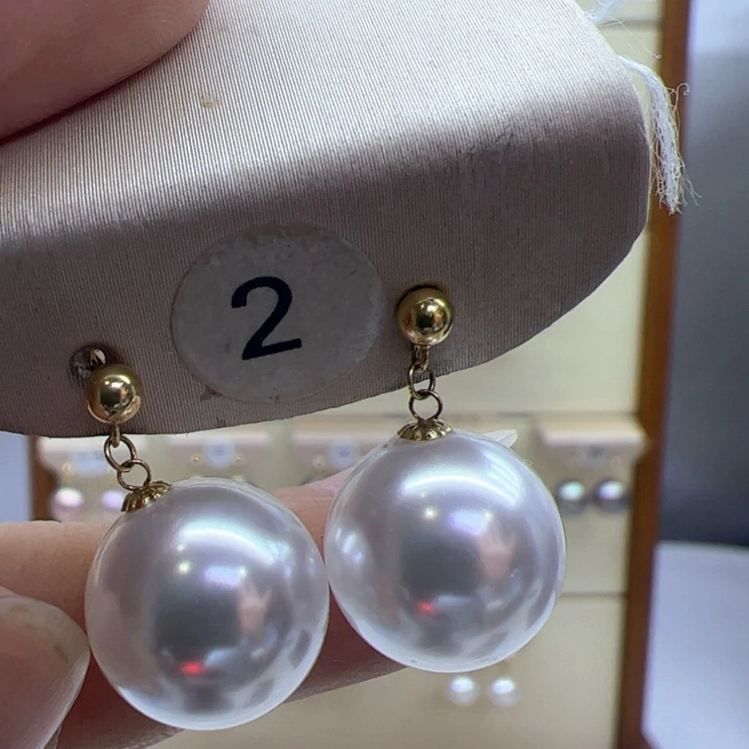 淡水珍珠耳饰18K金镶嵌