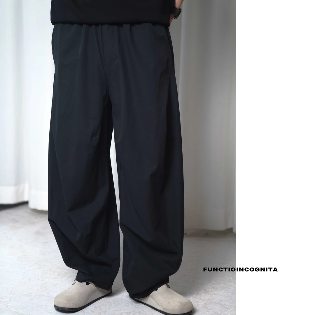 Functioincognita【丝绵拼接阔版休闲裤】阔版拼接微弯刀 脚口微收