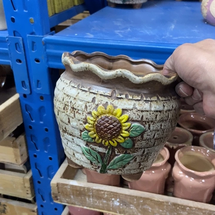 陶瓷花盆单场满9.9发14*13.5白