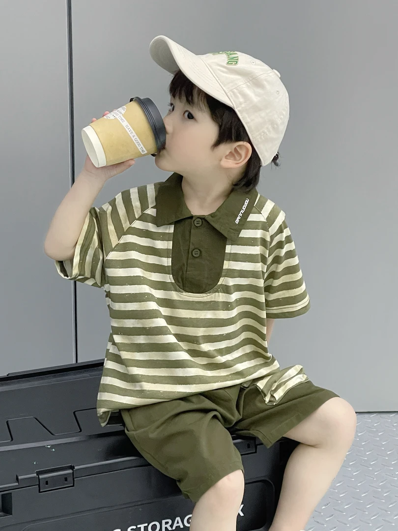 TZ-5029   绿夏款中性洋气韩系休闲衬衫套装时尚