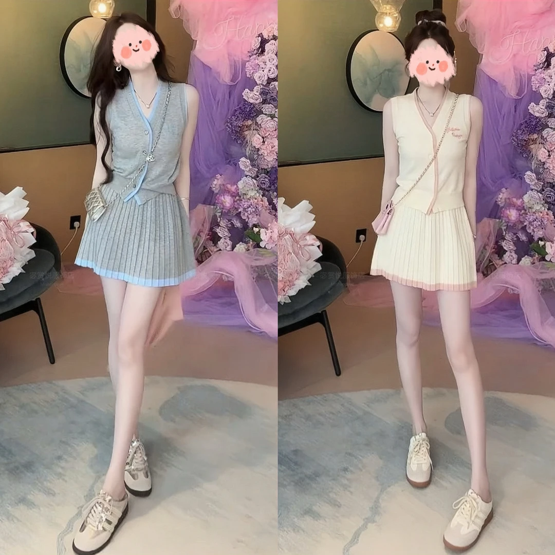 2025夏季新款甜美可爱风炸街出片感舒适上衣显瘦修身百搭短裙套装