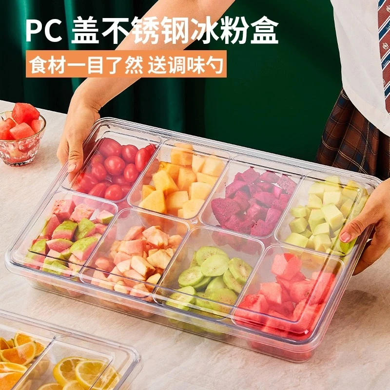 亚克力日式味盒套装商用摆摊冰粉配料盒食品展示留样盒带盖调味盒