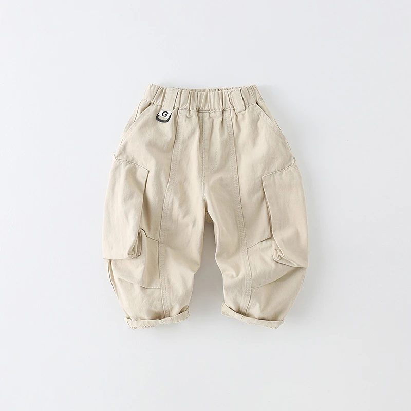 现货【高含量棉】儿童工装裤春秋新款男童洋气双侧斜兜长裤AK875