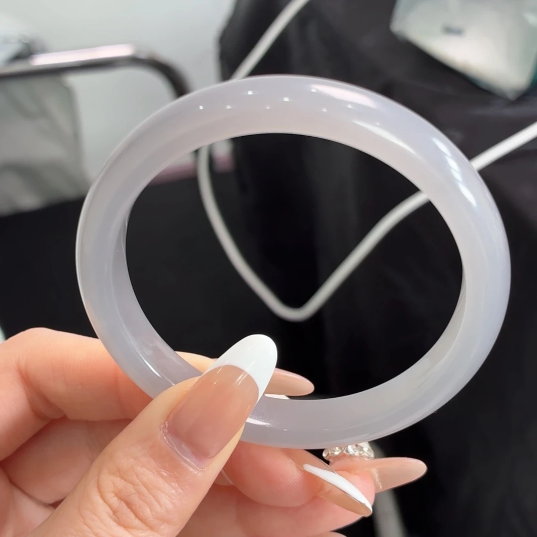 和田玉未镶嵌手镯冰冰紫紫罗兰色调32