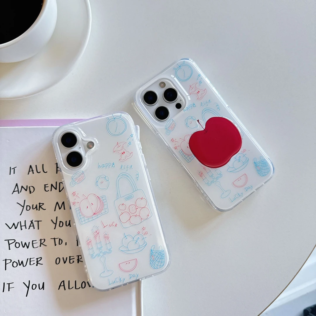 简约彩色线条蜡烛苹果适用苹果16promax双层iphone15支架14手机壳