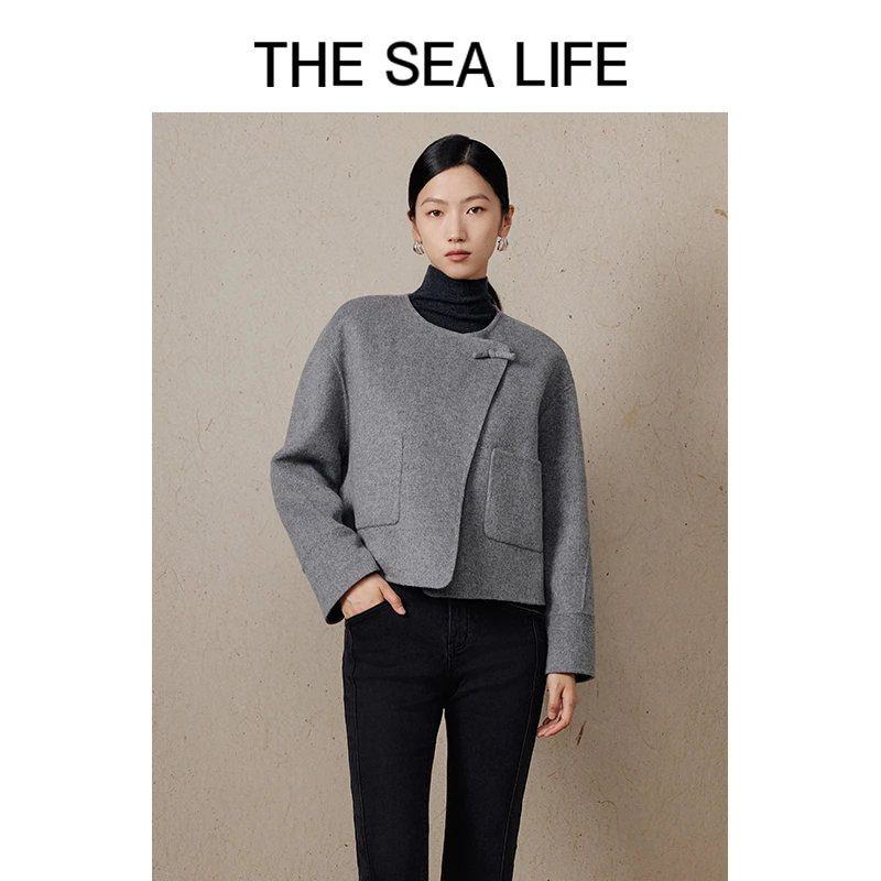 THESEALIFE欧海一生绵羊毛外套冬优雅短大衣18028-1