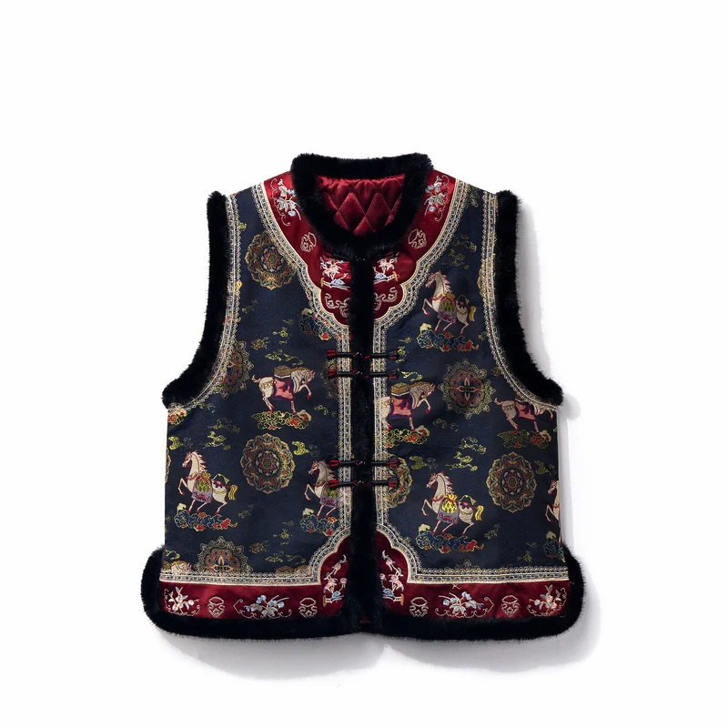 【飞燕】冬季2025新款马甲女式新中式宽松显瘦国风加棉加厚上衣马夹