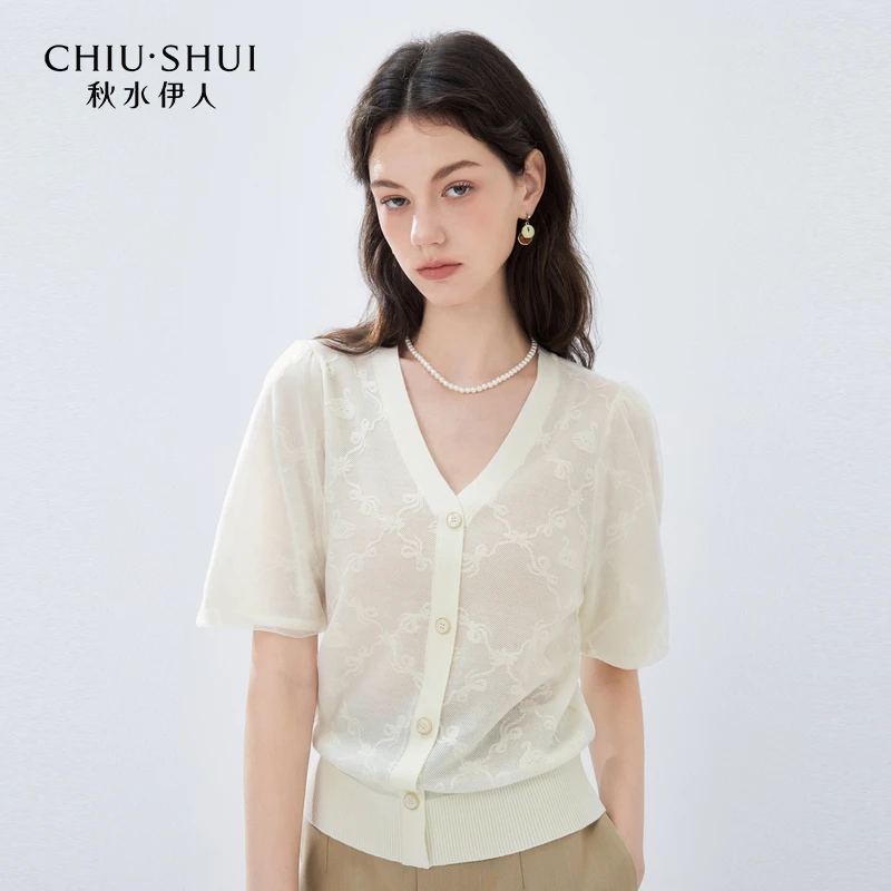 【直播】秋水伊人针织衫女短袖泡泡624307D100015