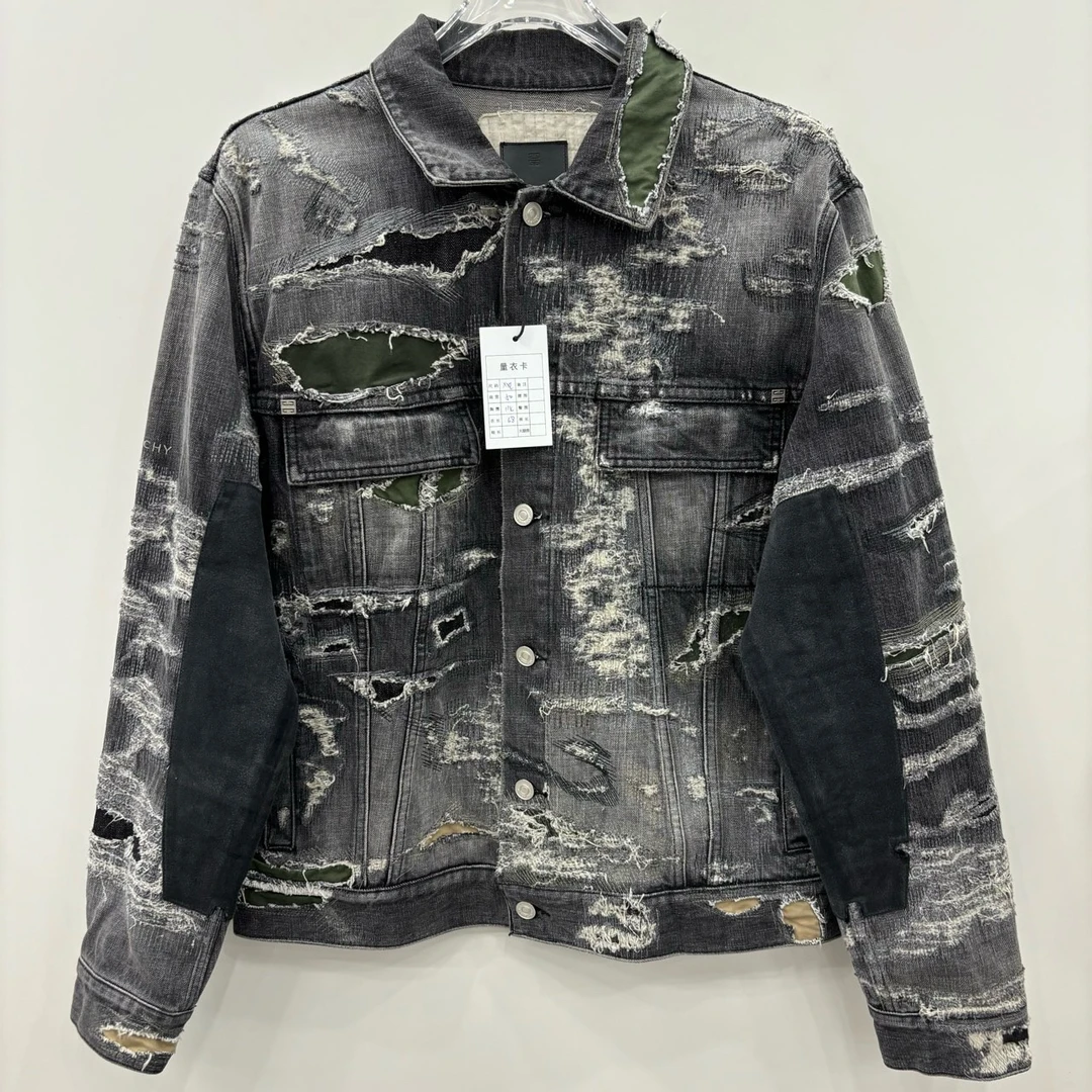 全新未使用 Givenchy/纪梵希 做旧破洞长袖夹克外套/尺码XXL/6812