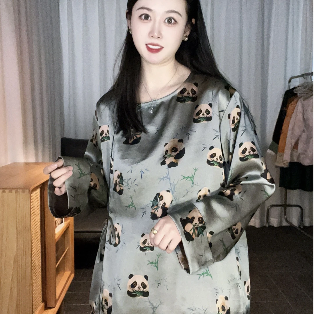 28姆米桑蚕丝银熊猫120胸围 70长毛衫  春夏新款女上衣开衫