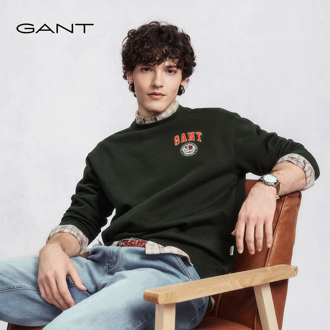 【情侣款卫衣】GANT/甘特25秋冬男装圆领宽松休闲卫衣女加绒上衣