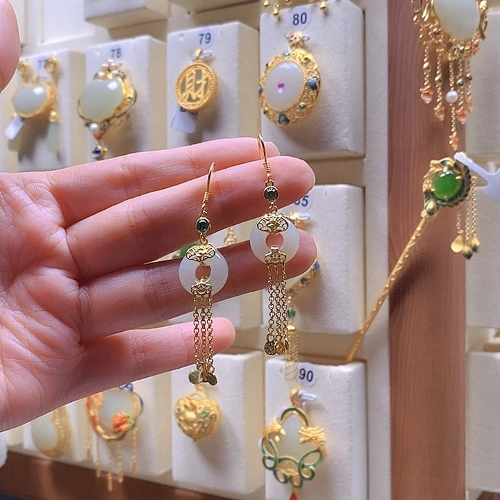 和田玉颈饰银S925镶嵌