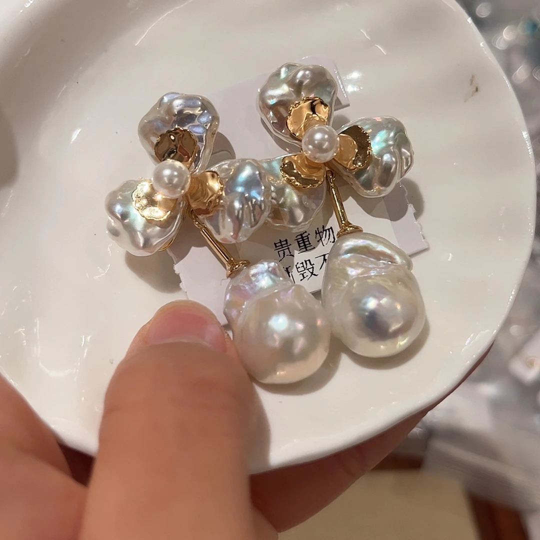 合金淡水珍珠耳饰