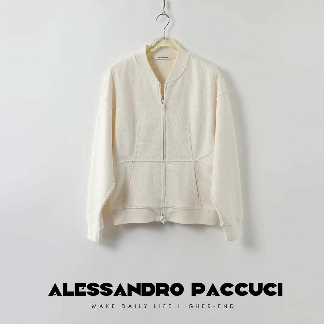 【孤品不退换】洛哥24350X 绵羊毛纯色长袖拉链衫休闲活力感短外套