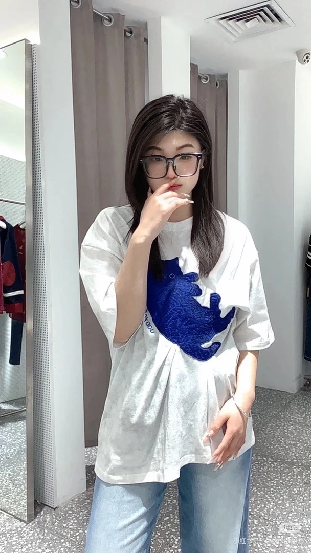 尾～2025夏季新款「我爱我家」一只克莱因蓝猫T恤