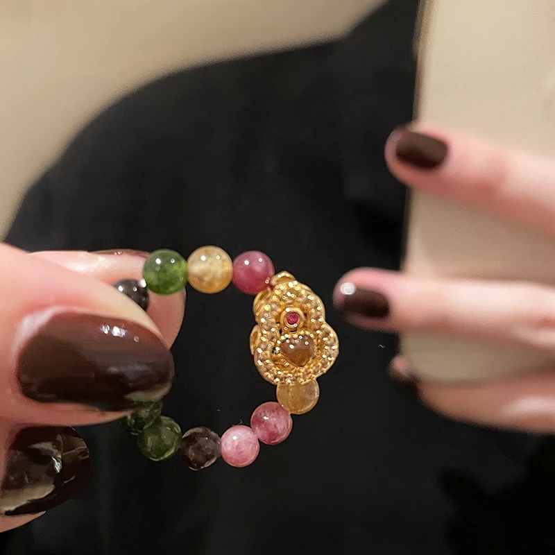 合金戒指 葫芦串珠戒指女款新中式新款食指戒小众设计高级感指环