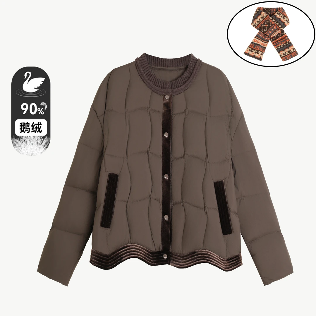 2025秋冬小香风泡芙短款90鹅绒羽绒服BG088